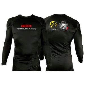 Americus Martial Arts All Black Custom Rash Guards Long Sleeves #8040 A