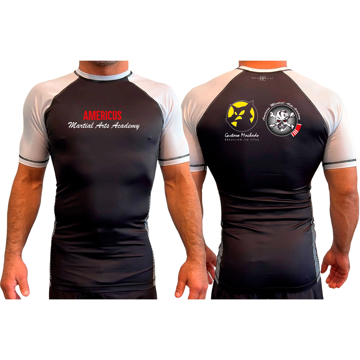 Americus Martial Arts All Black Ranked Short Sleeve Rash Guards #8040 A