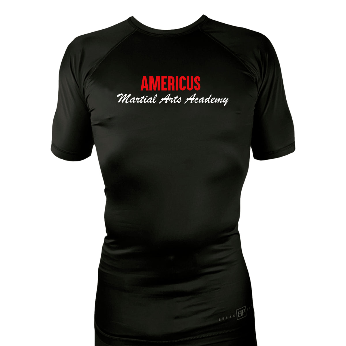 Americus Martial Arts All Black Custom Rash Guards Short Sleeves #8040 A