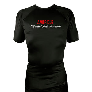 Americus Martial Arts All Black Custom Rash Guards Short Sleeves #8040 A