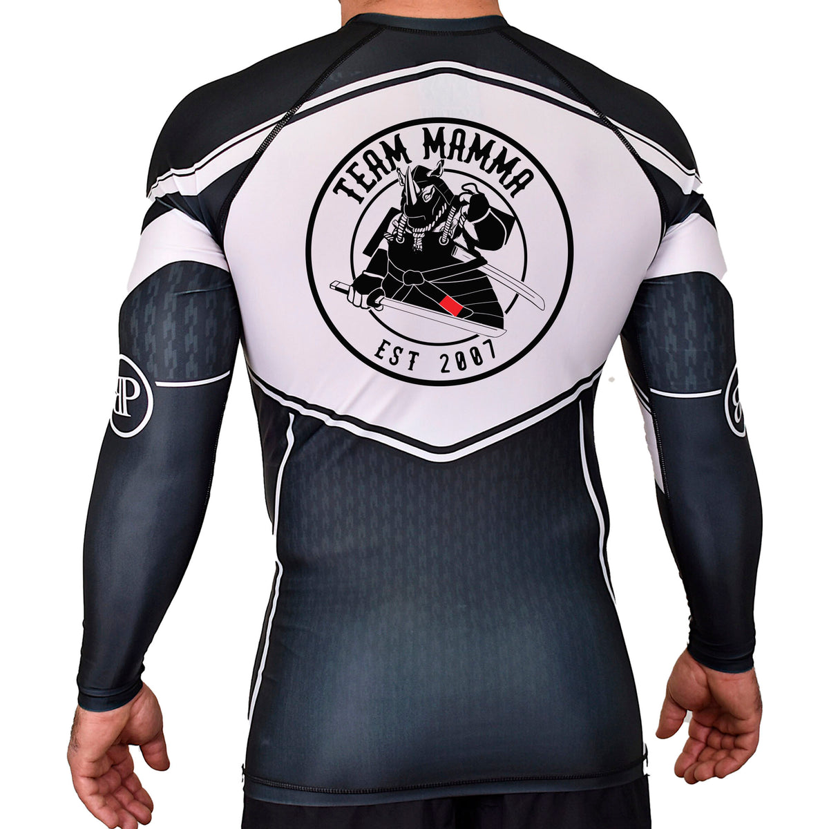 MA MMA Academy Rash Guards Black/White #8041 A