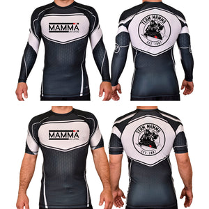 MA MMA Academy Rash Guards Black/White #8041 A