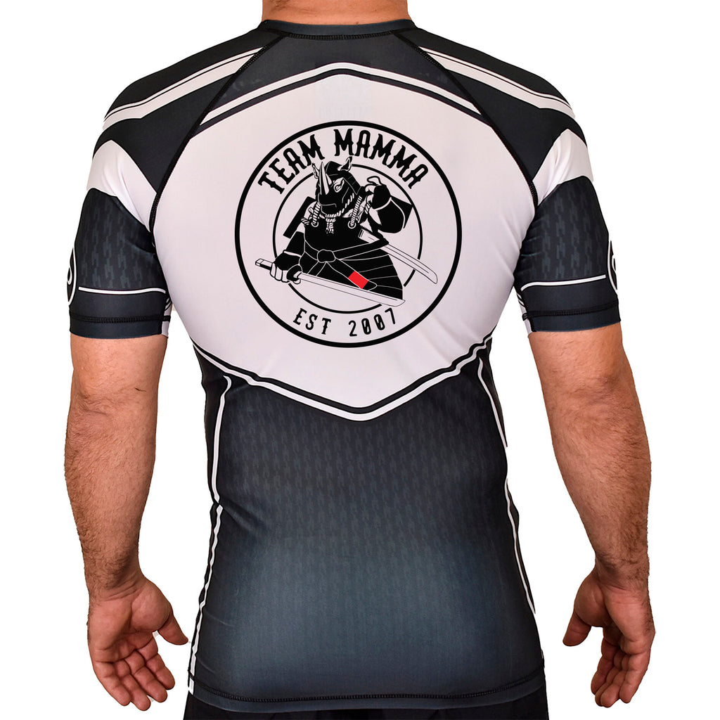 MA MMA Academy Rash Guards Black/White #8041 A