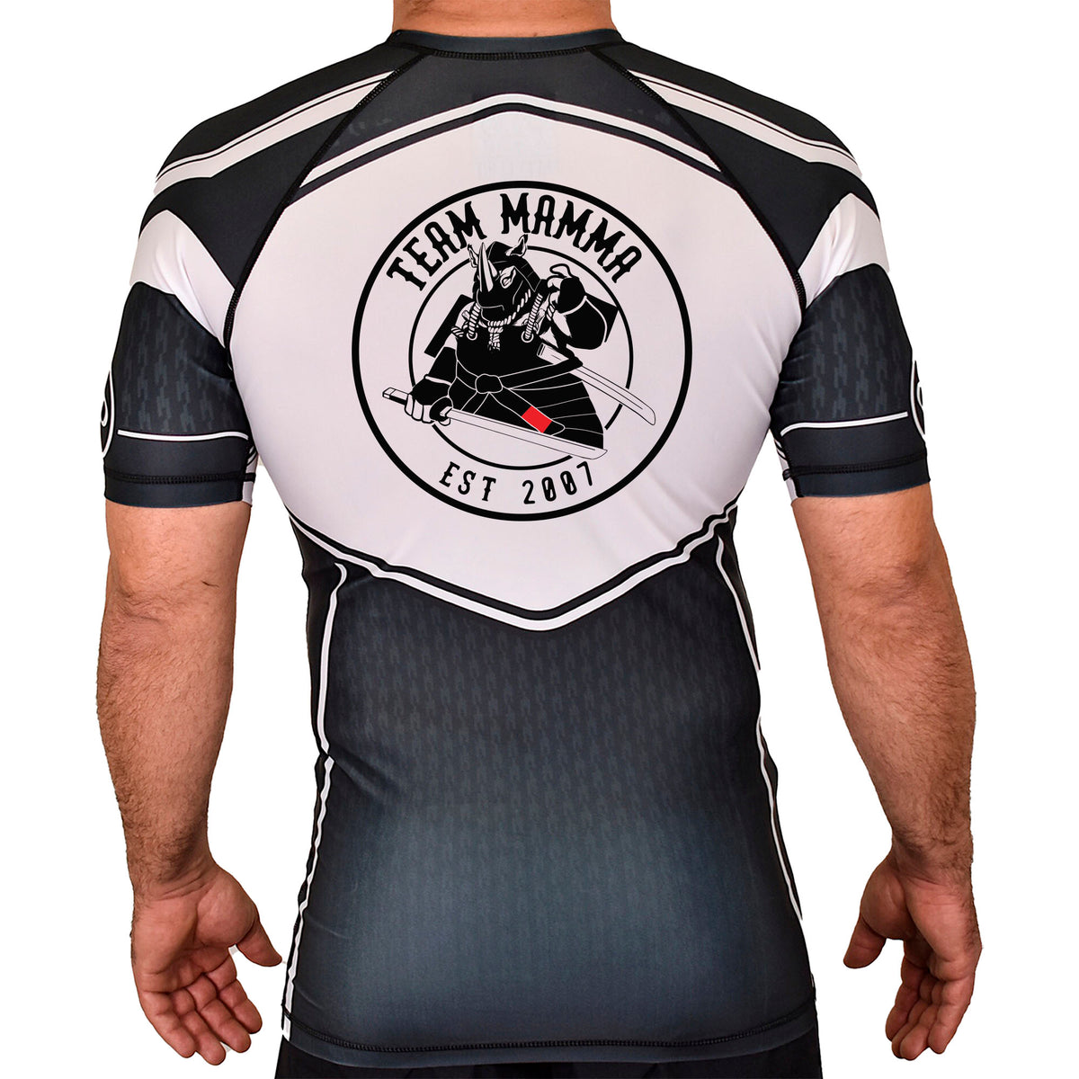 MA MMA Academy Rash Guards Black/White #8041 A