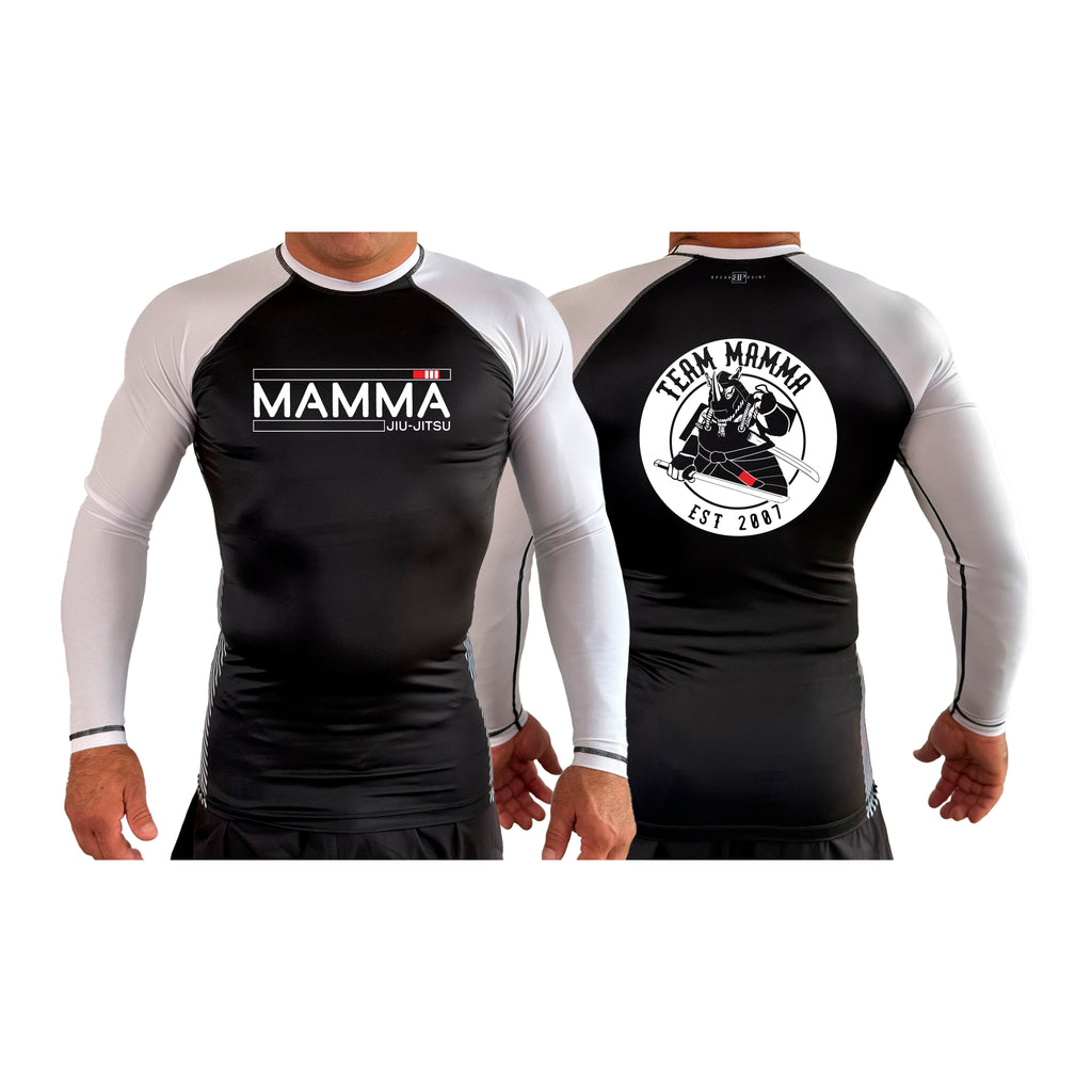 MA MMA All Black Ranked Long Sleeve Rash Guards  #8041 A