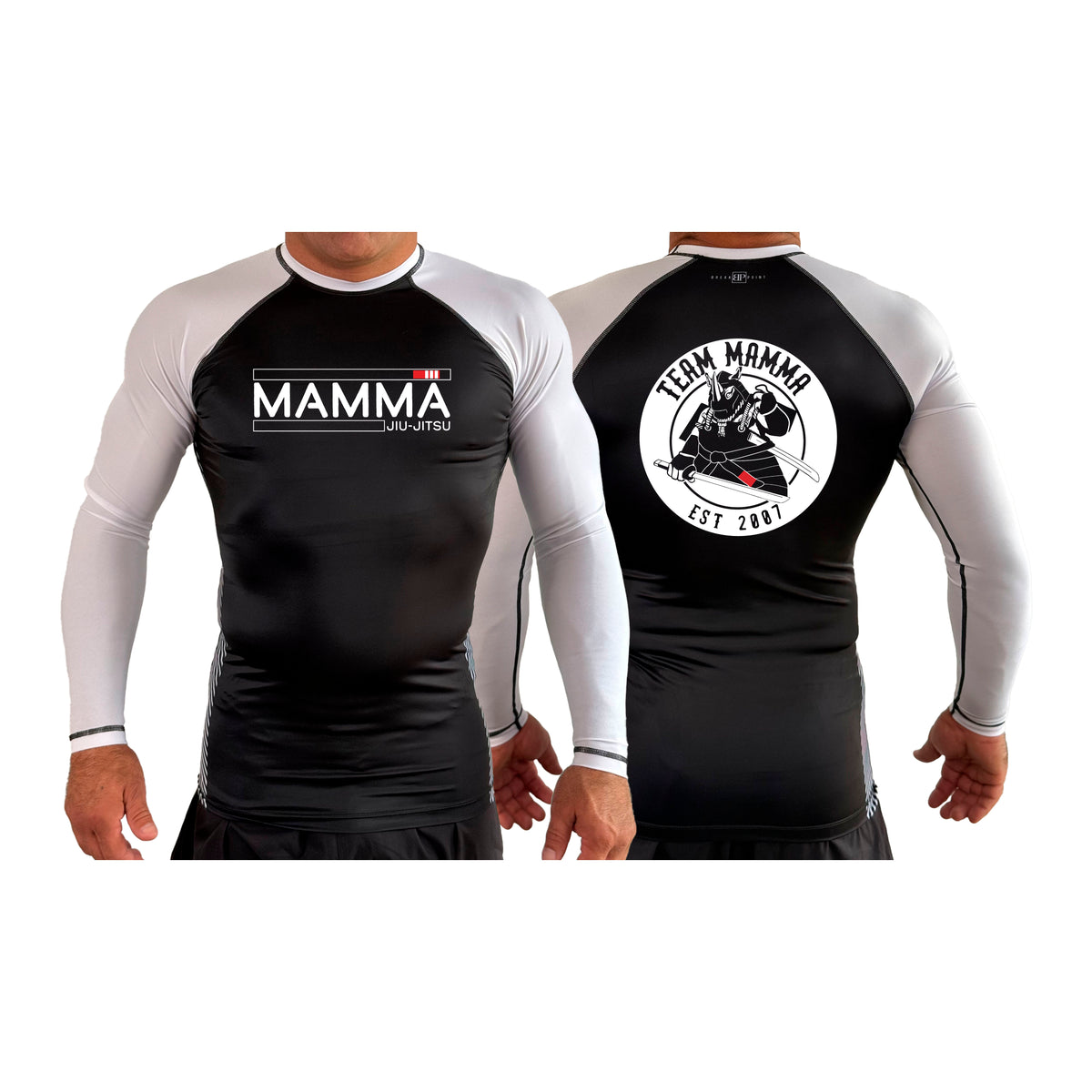 MA MMA All Black Ranked Long Sleeve Rash Guards  #8041 A