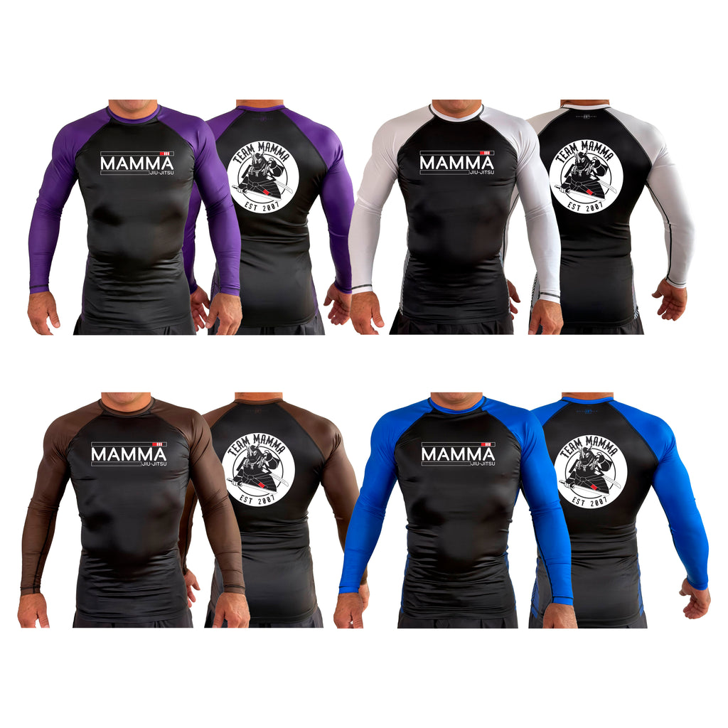 MA MMA All Black Ranked Long Sleeve Rash Guards  #8041 A