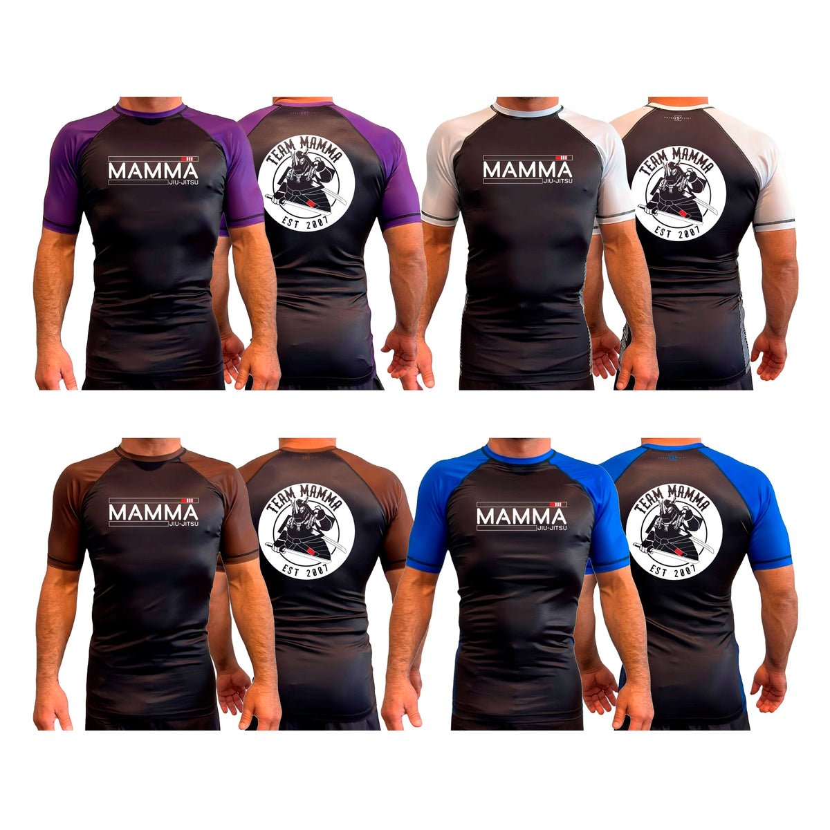 MA MMA All Black Ranked Short Sleeve Rash Guards #8041 A