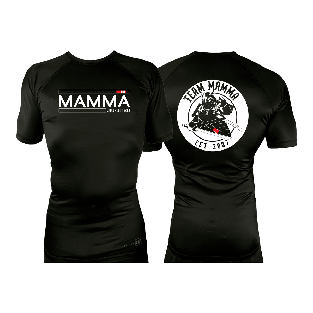 MA MMA All Black Custom Rash Guards Short Sleeves #8041 A