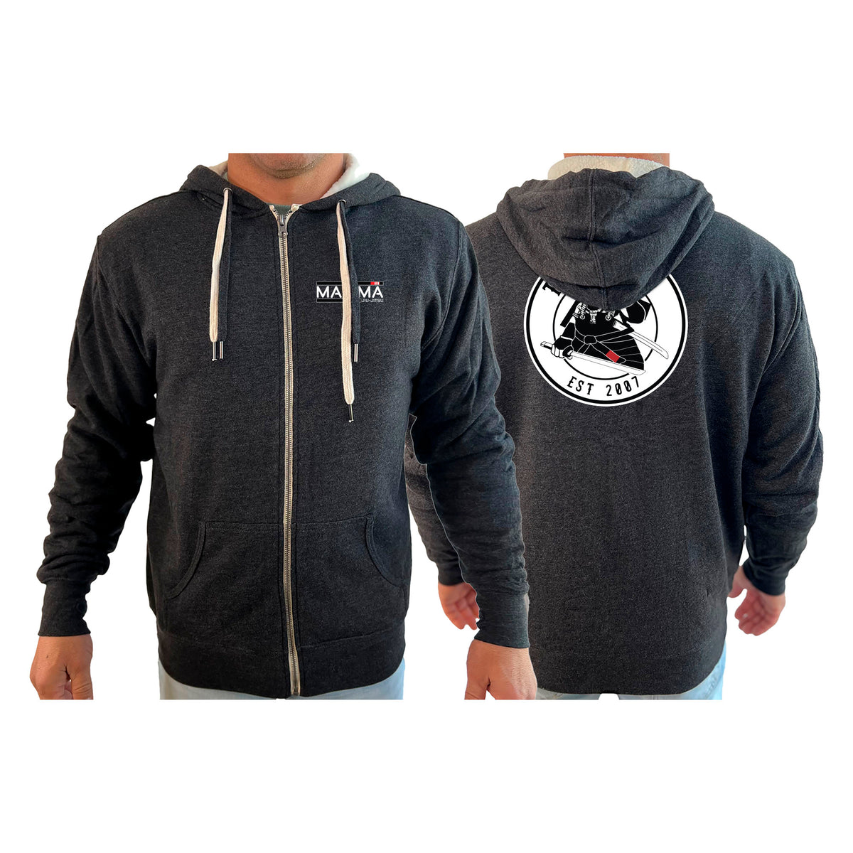 MA MMA Academy Sherpa Lined Zip-Up Hoodie #8041 B