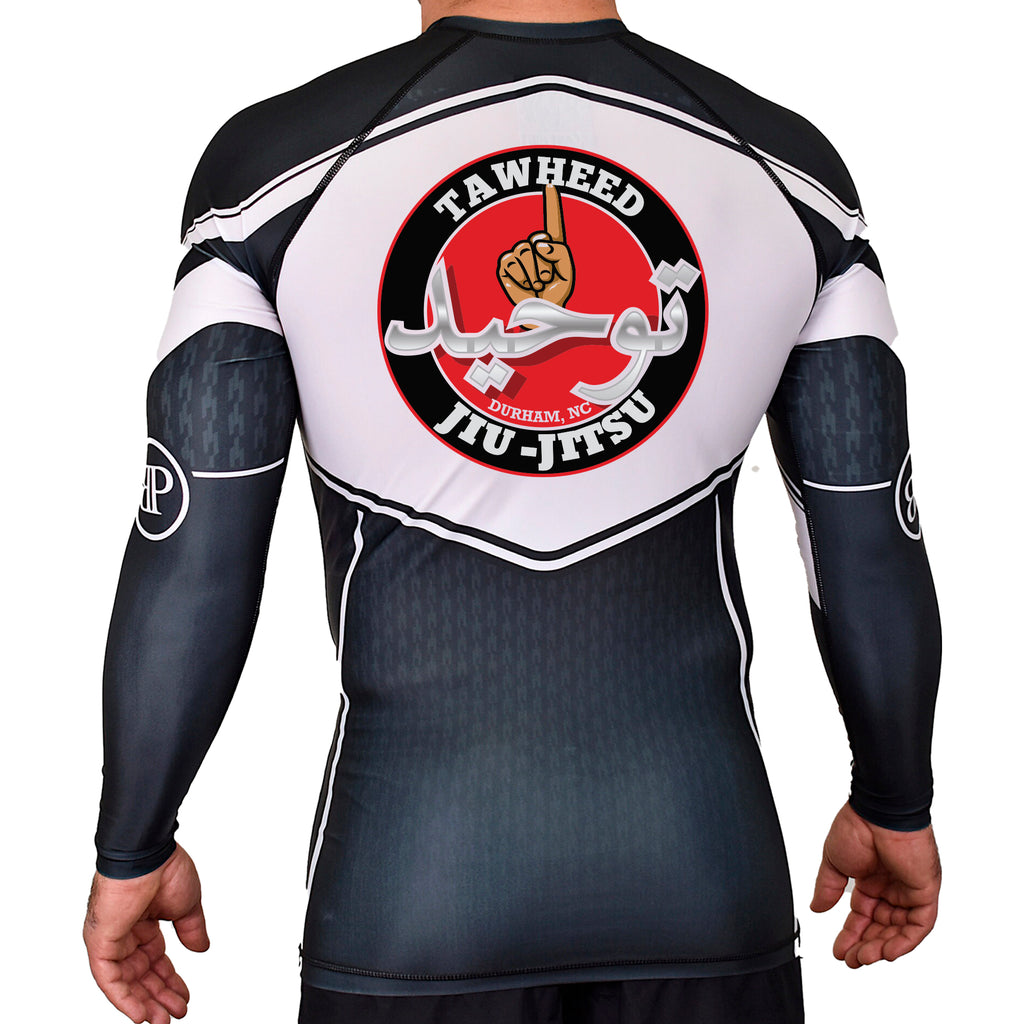 Tawheed Jiu Jitsu Academy Rash Guards Black/White #8042 A