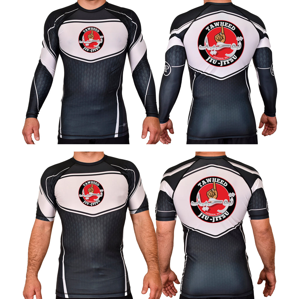 Tawheed Jiu Jitsu Academy Rash Guards Black/White #8042 A
