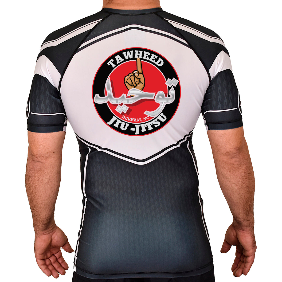Tawheed Jiu Jitsu Academy Rash Guards Black/White #8042 A