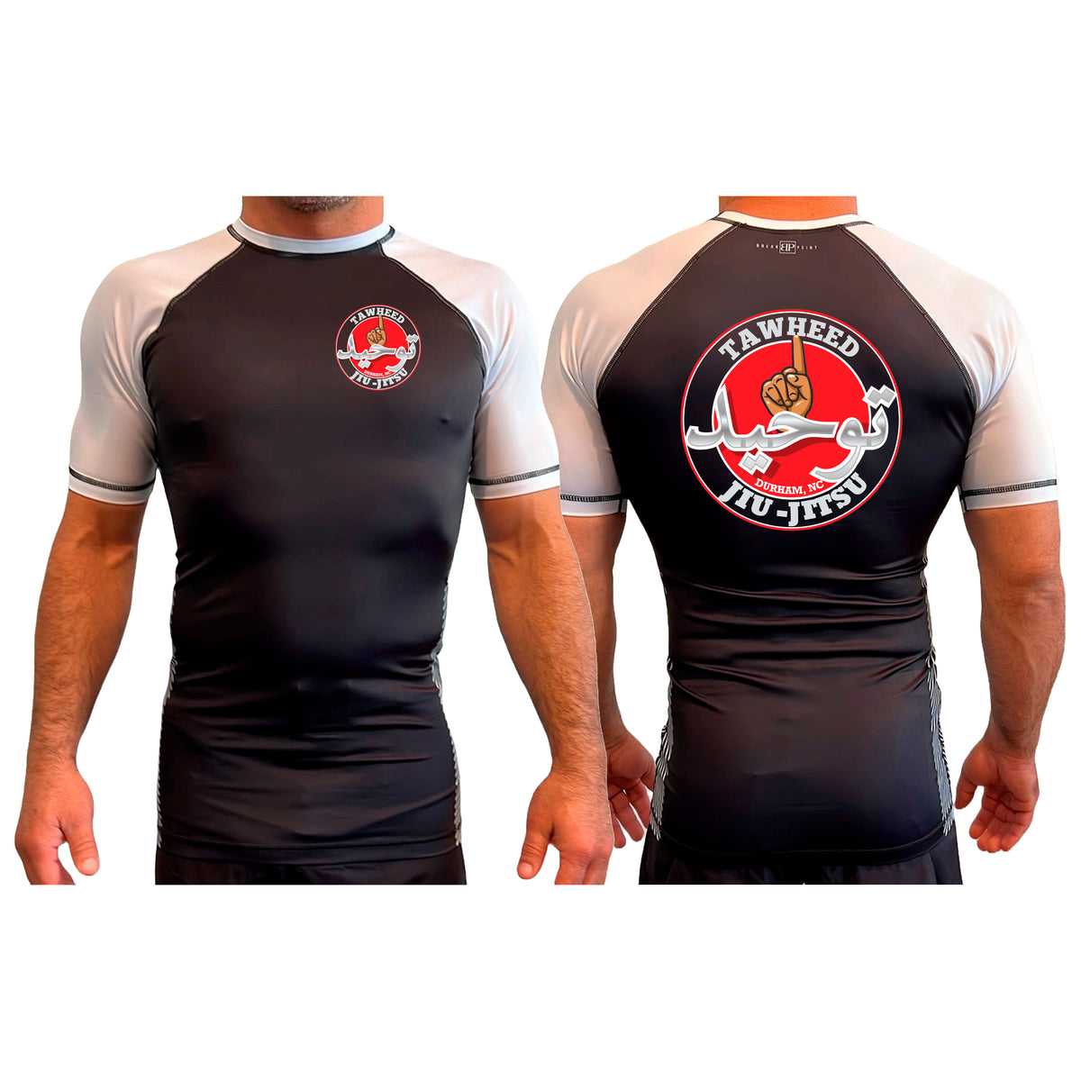 Tawheed Jiu Jitsu All Black Ranked Short Sleeve Rash Guards #8042 A