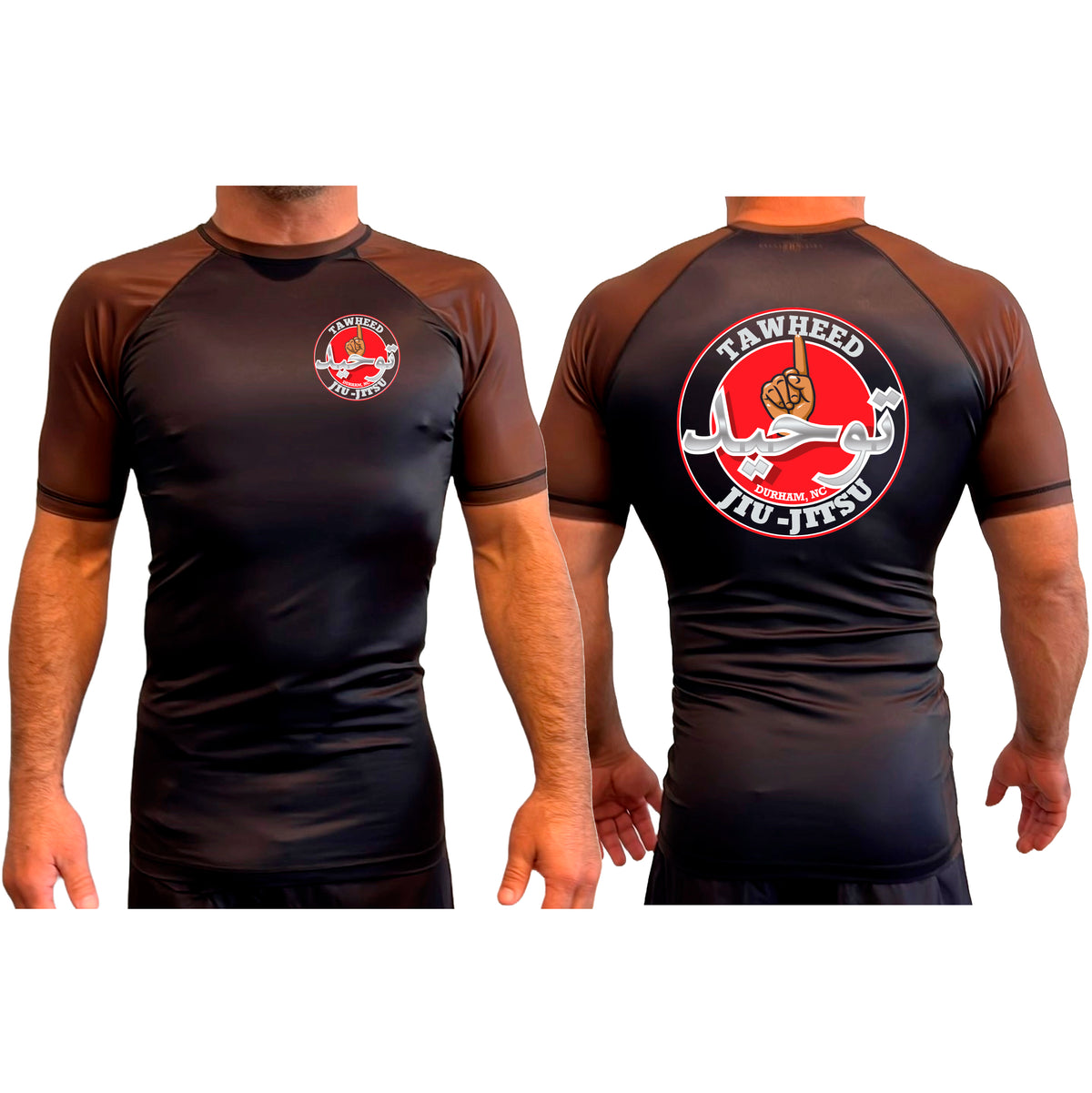 Tawheed Jiu Jitsu All Black Ranked Short Sleeve Rash Guards #8042 A