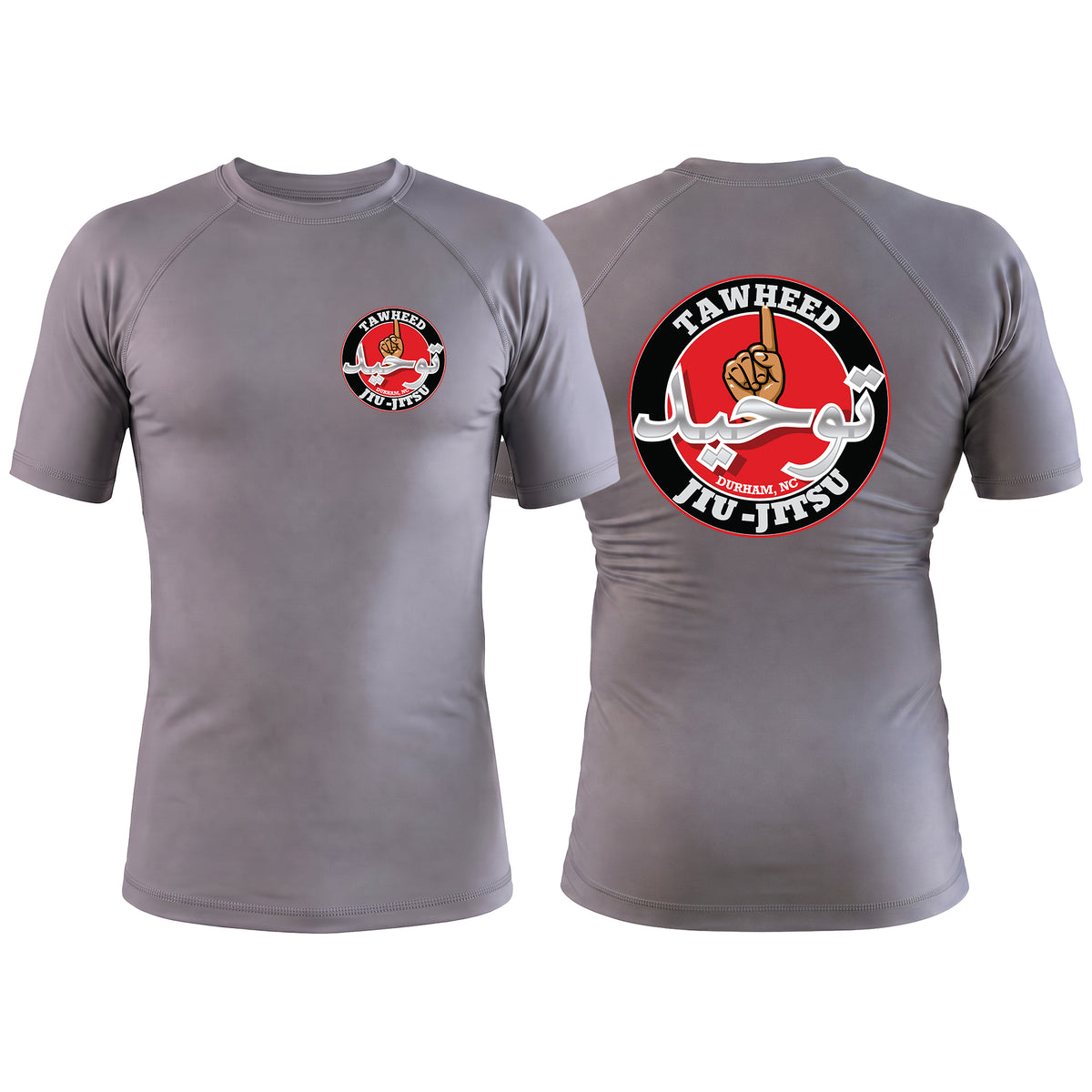 Tawheed Jiu Jitsu Gray Custom Rash Guards Short Sleeve #8042 A