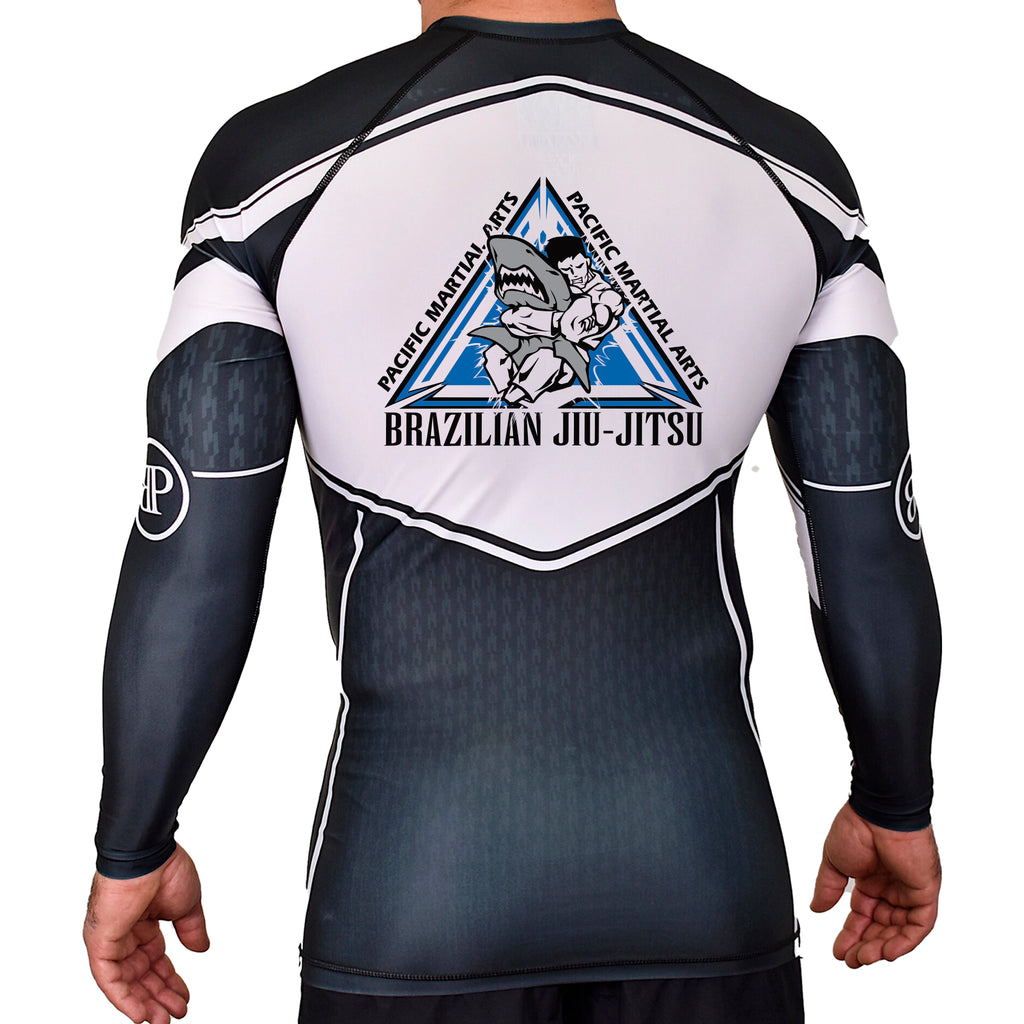 Pacific Martial Arts Sewing Academy Rash Guards Black/White #8043 A