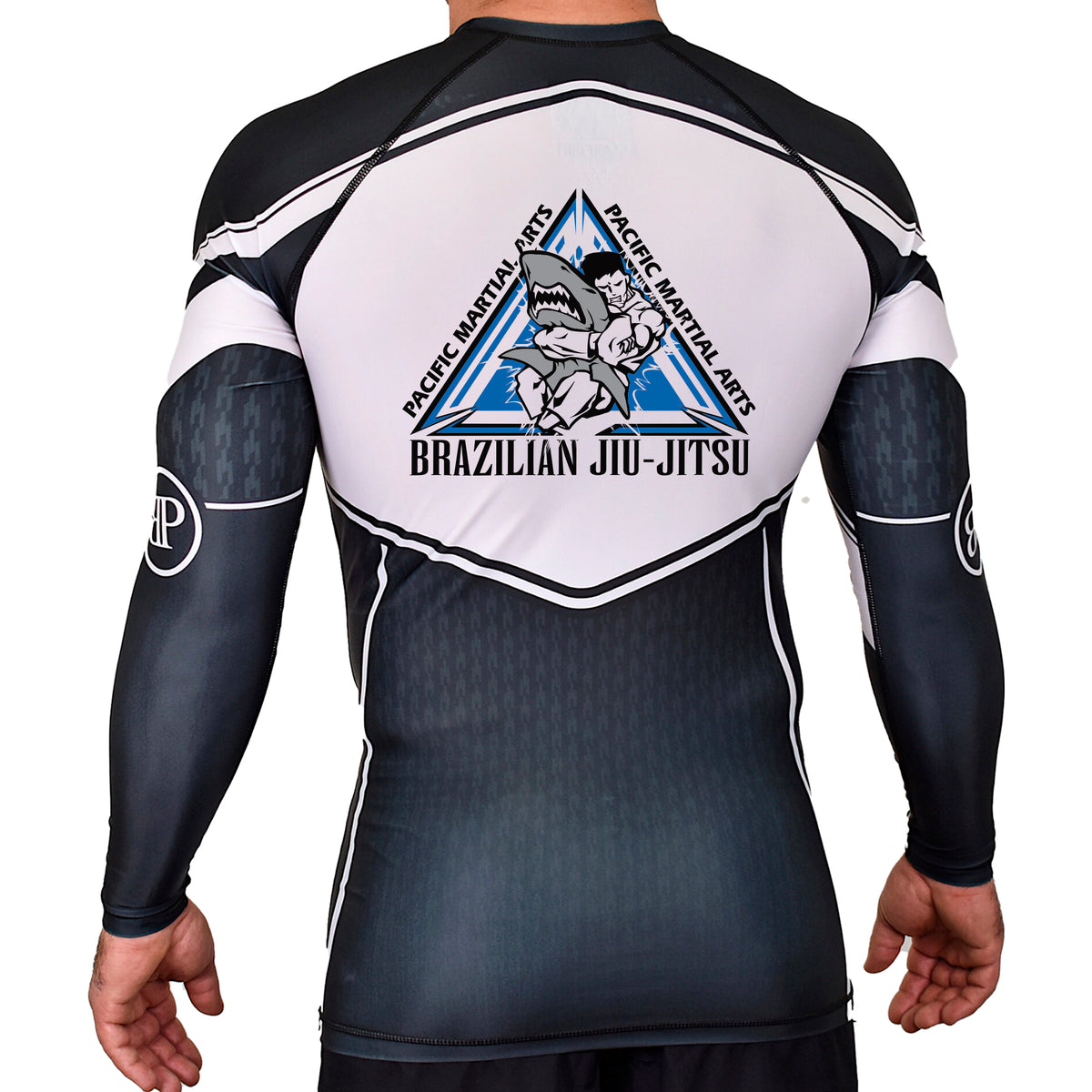 Pacific Martial Arts Sewing Academy Rash Guards Black/White #8043 A