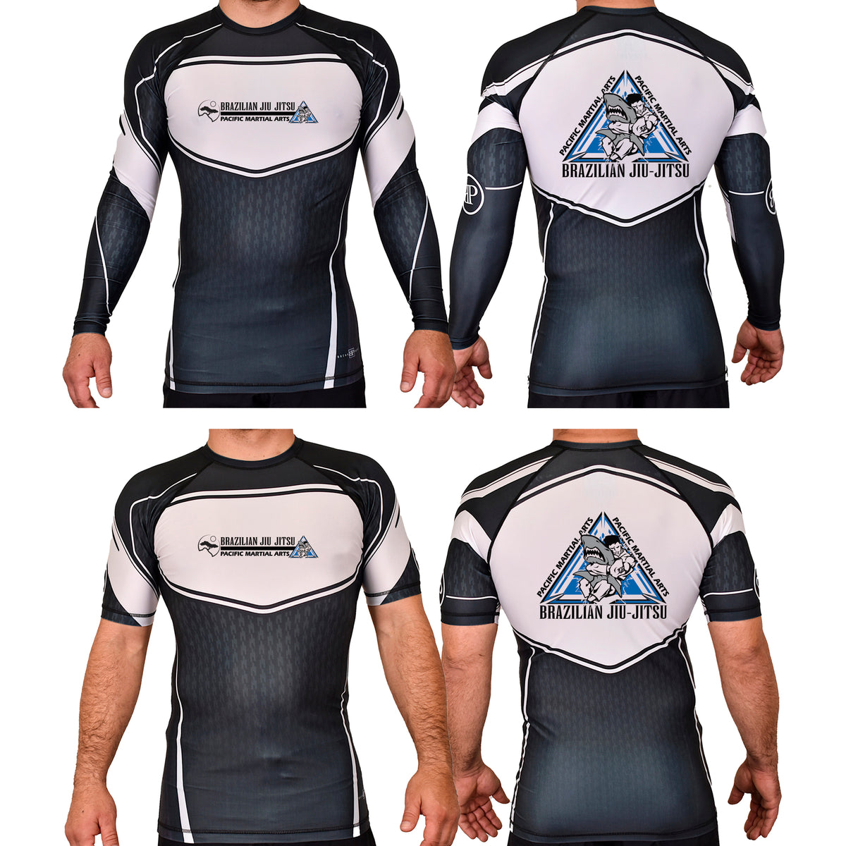Pacific Martial Arts Sewing Academy Rash Guards Black/White #8043 A