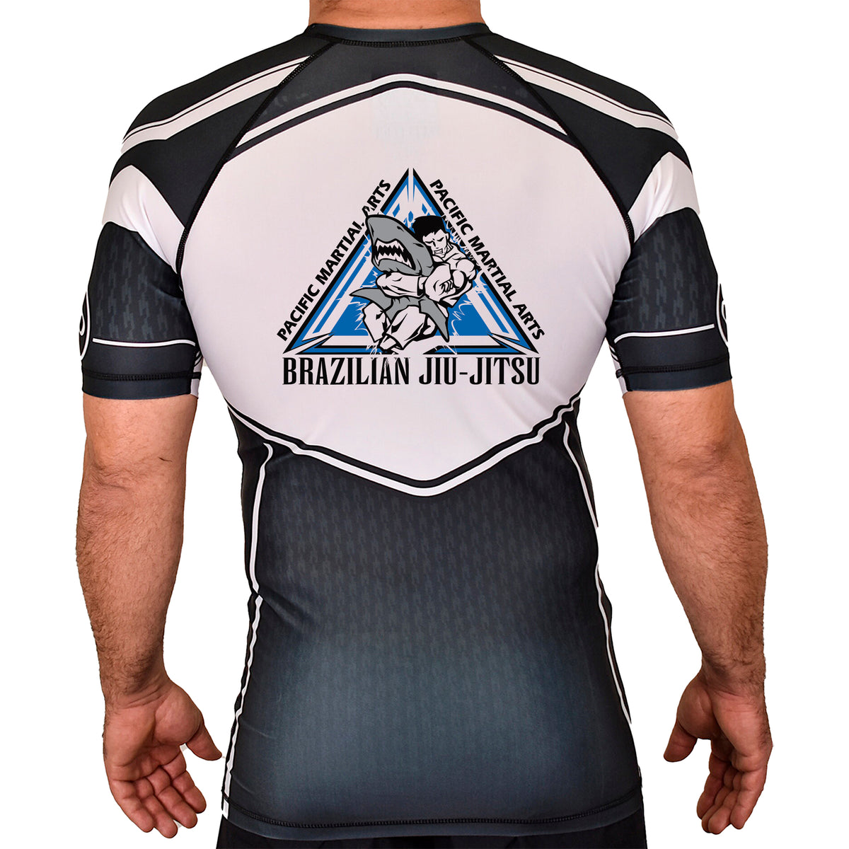 Pacific Martial Arts Sewing Academy Rash Guards Black/White #8043 A