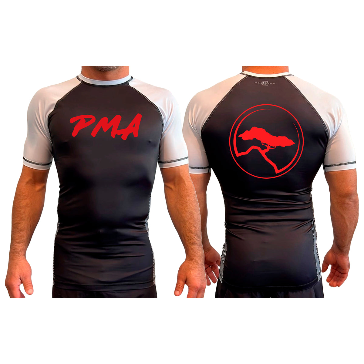 Pacific Martial Arts All Black Ranked Short Sleeve Rash Guards #8043 A