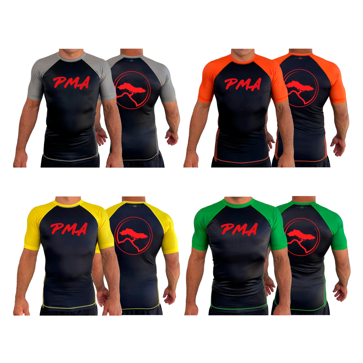 Pacific Martial Arts All Black Ranked Short Sleeve Rash Guards #8043 A