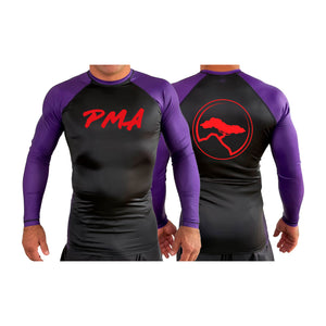 Pacific Martial Arts All Black Ranked Long Sleeve Rash Guards #8043 A