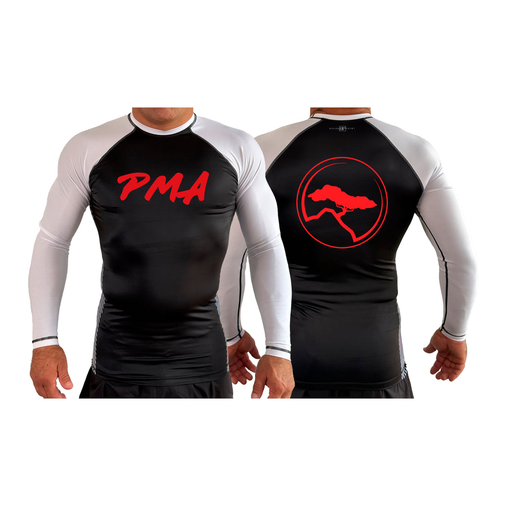 Pacific Martial Arts All Black Ranked Long Sleeve Rash Guards #8043 A