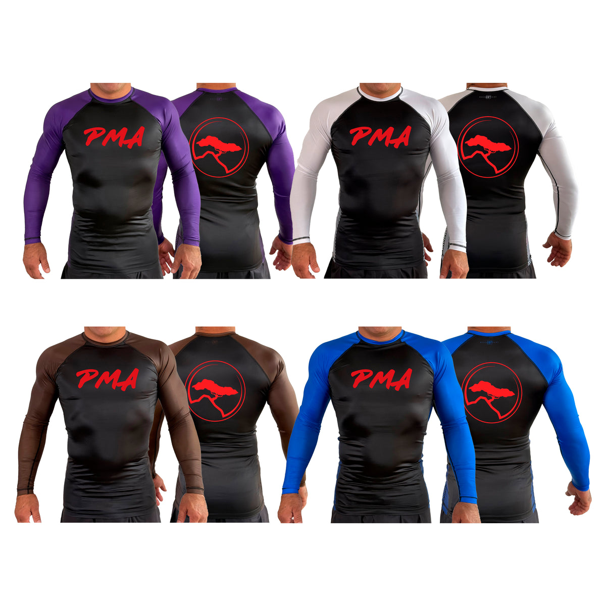 Pacific Martial Arts All Black Ranked Long Sleeve Rash Guards #8043 A