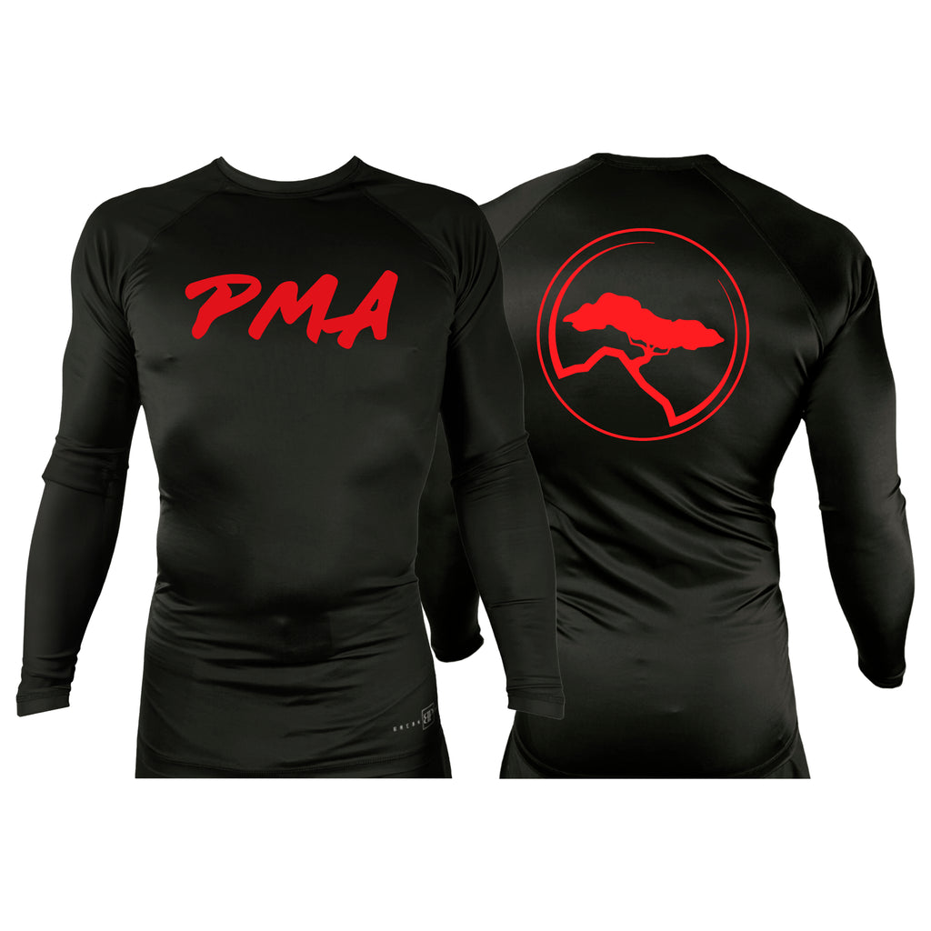 Pacific Martial Arts All Black Custom Rash Guards Long Sleeves #8043 A
