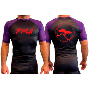 Pacific Martial Arts All Black Ranked Short Sleeve Rash Guards #8043 A