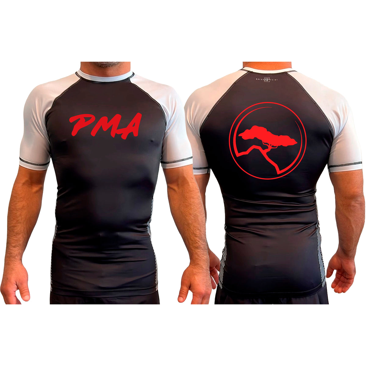 Pacific Martial Arts All Black Ranked Short Sleeve Rash Guards #8043 A
