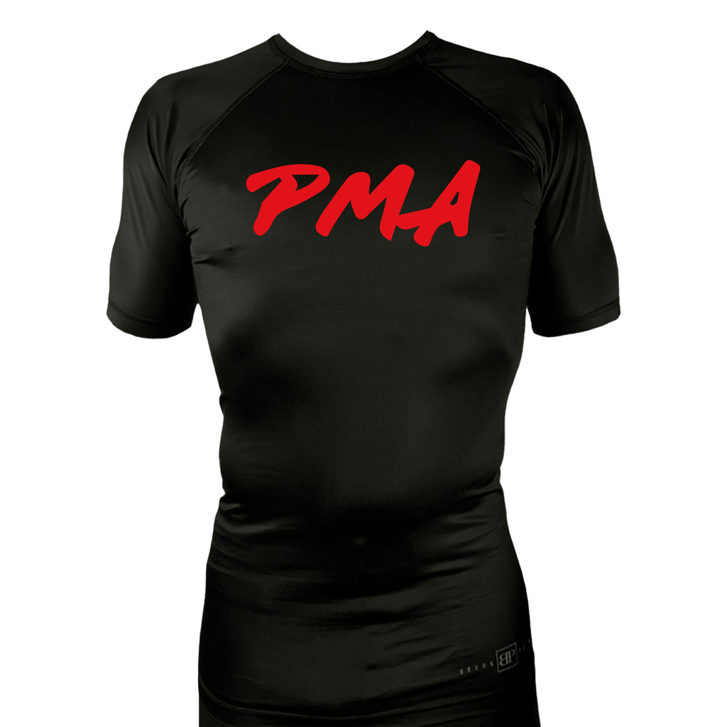 Pacific Martial Arts All Black Custom Rash Guards Short Sleeves #8043 A