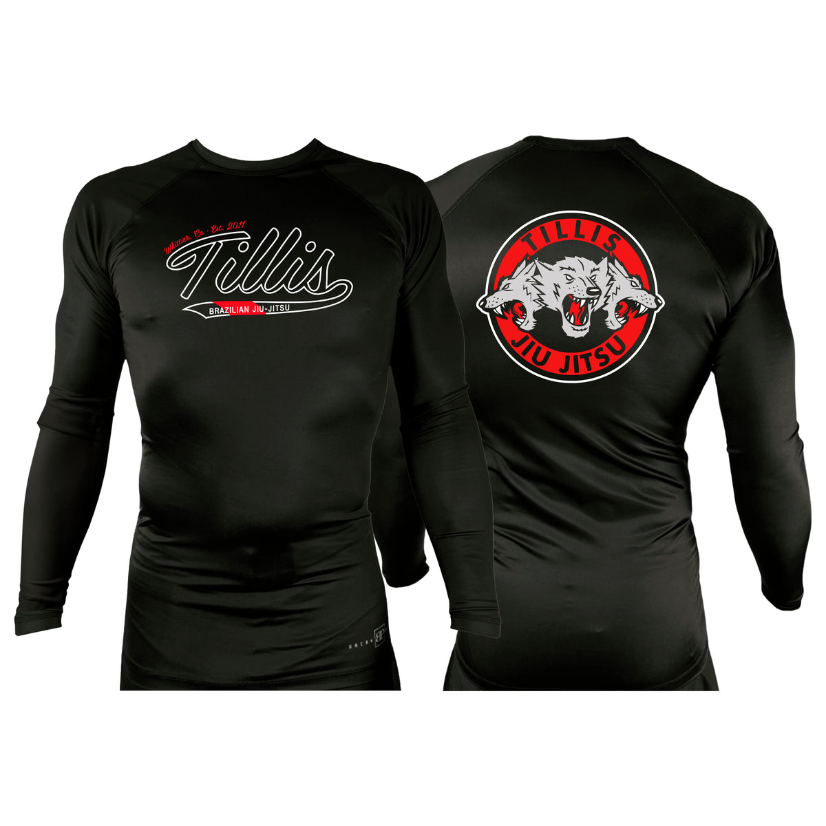 Tillis BJJ All Black Custom Rash Guards Long Sleeves #8044 A