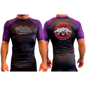 Tillis BJJ All Black Ranked Short Sleeve Rash Guards #8044 A