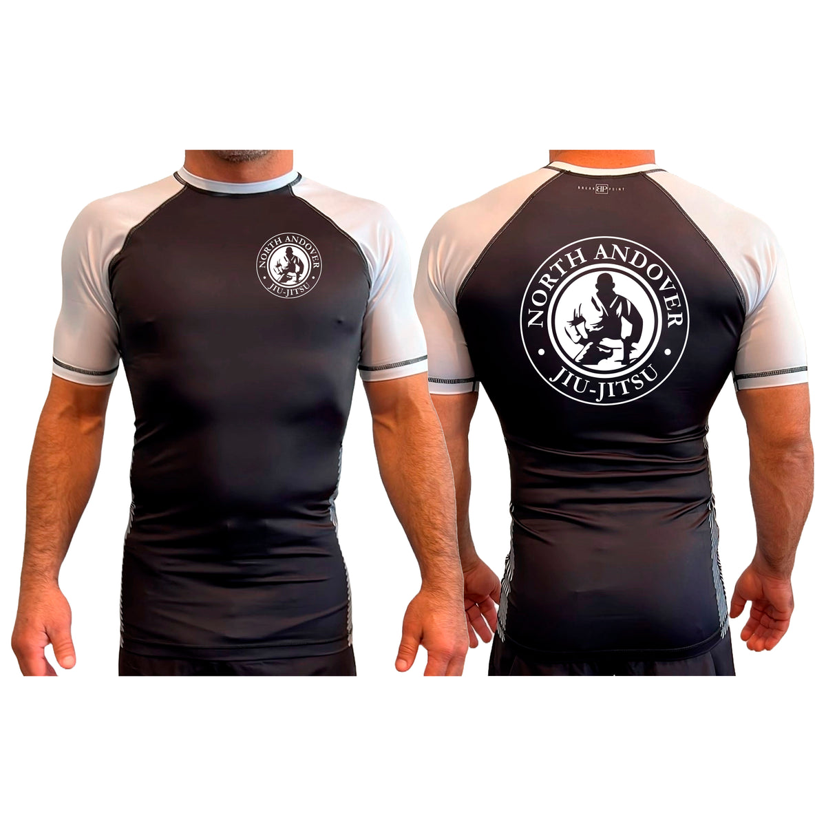 North Andover Jiu-Jitsu All Black Ranked Short Sleeve Rash Guards #8045 A