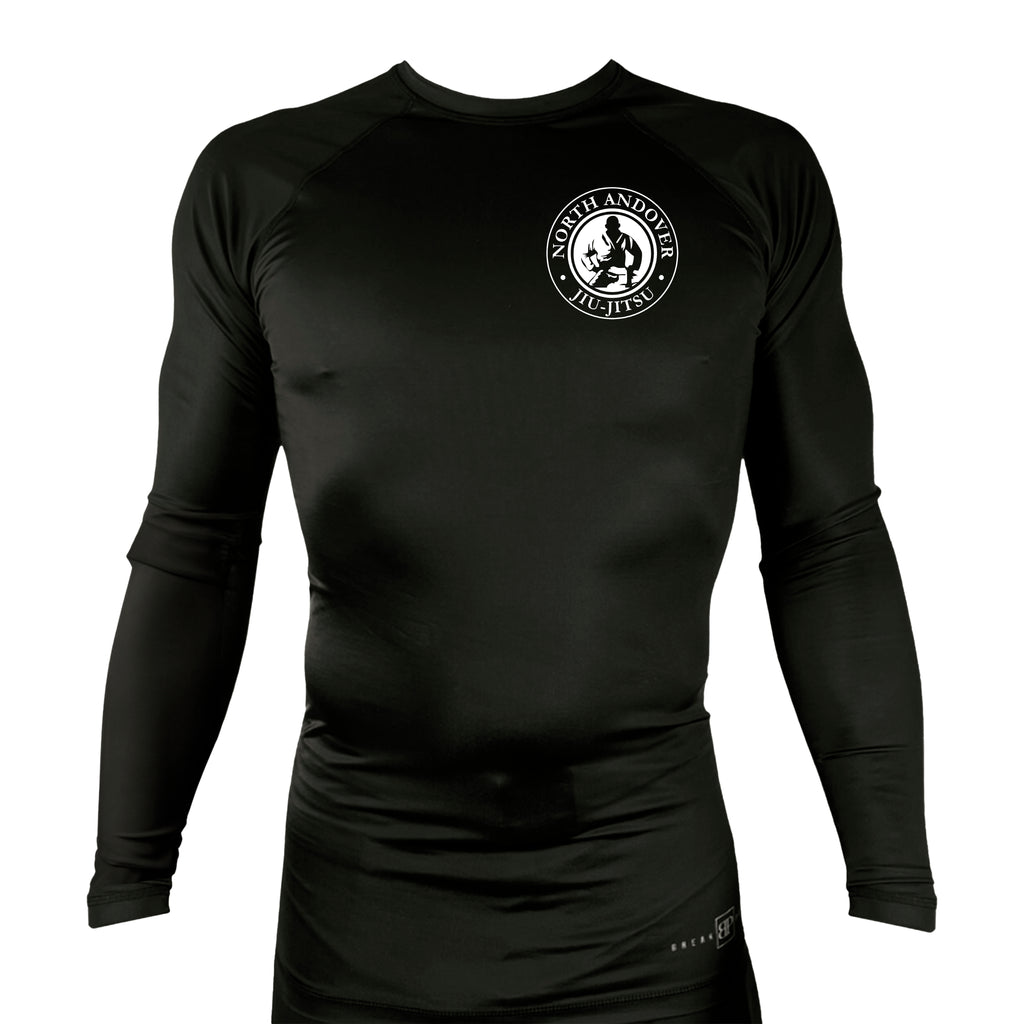 North Andover Jiu-Jitsu All Black Custom Rash Guards Long Sleeves #8045 A