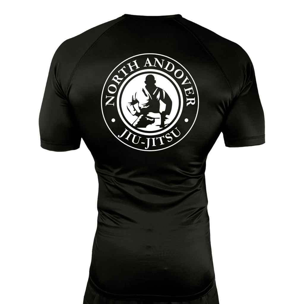 North Andover Jiu-Jitsu All Black Custom Rash Guards Short Sleeves #8045 A