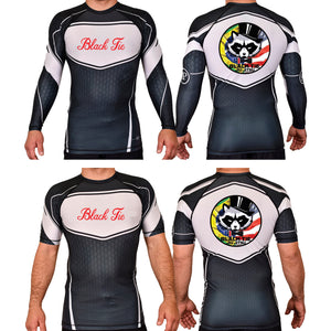 Black Tie BJJ Academy Rash Guards Black/White #8048 A