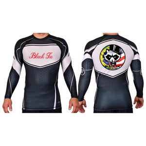 Black Tie BJJ Academy Rash Guards Black/White #8048 A