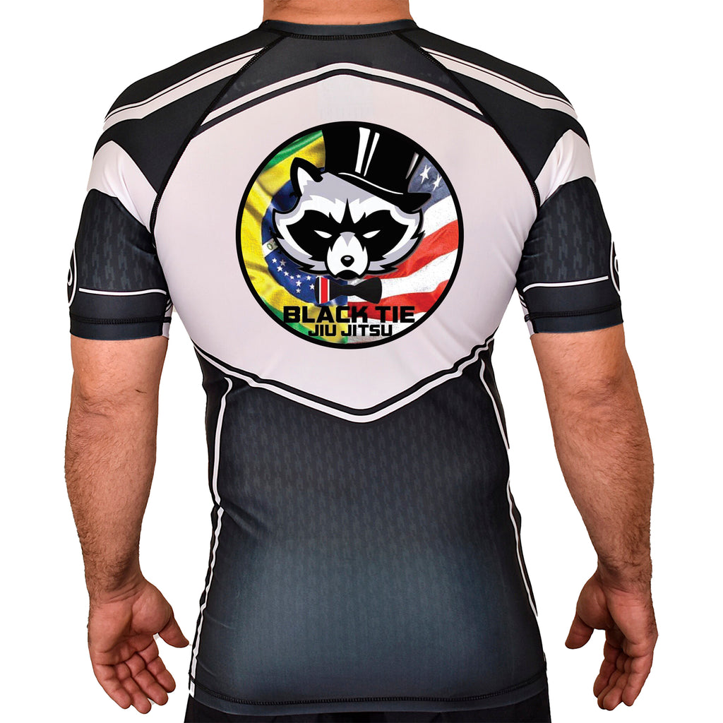 Black Tie BJJ Academy Rash Guards Black/White #8048 A