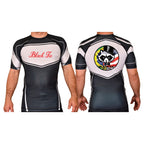 Black Tie BJJ Academy Rash Guards Black/White #8048 A