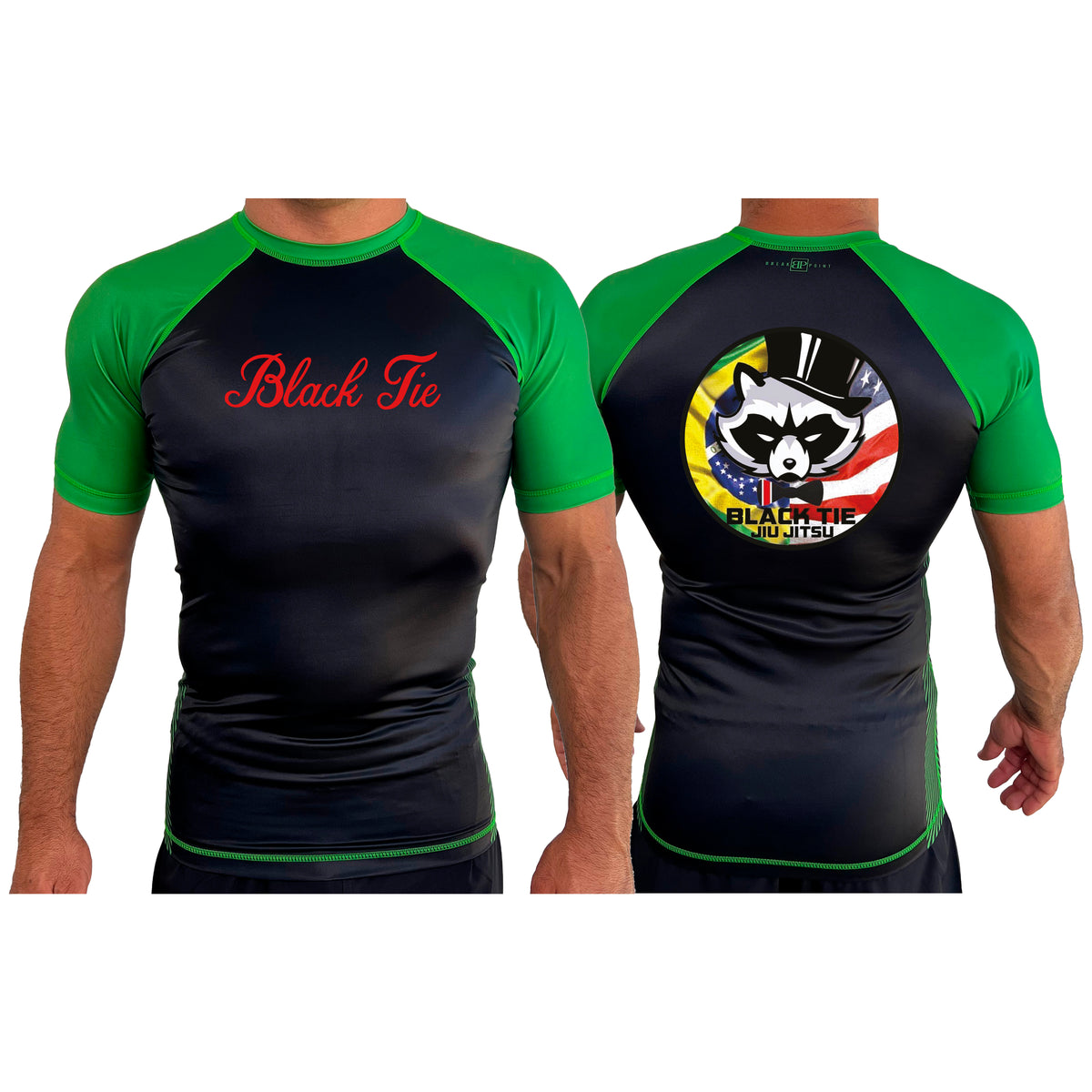 Black Tie BJJ All black Ranked Short Sleeve Rash Guards #8048 A