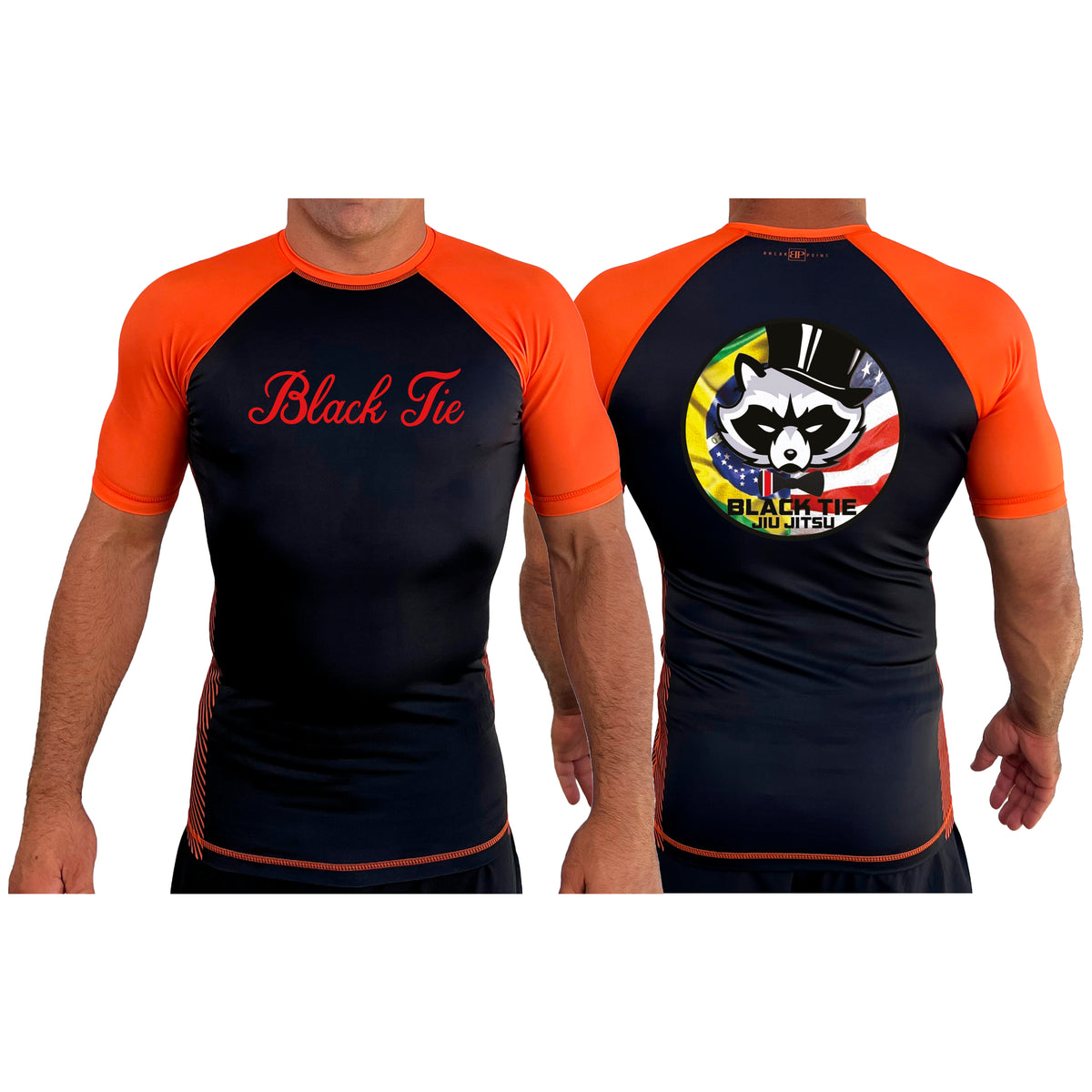 Black Tie BJJ All black Ranked Short Sleeve Rash Guards #8048 A