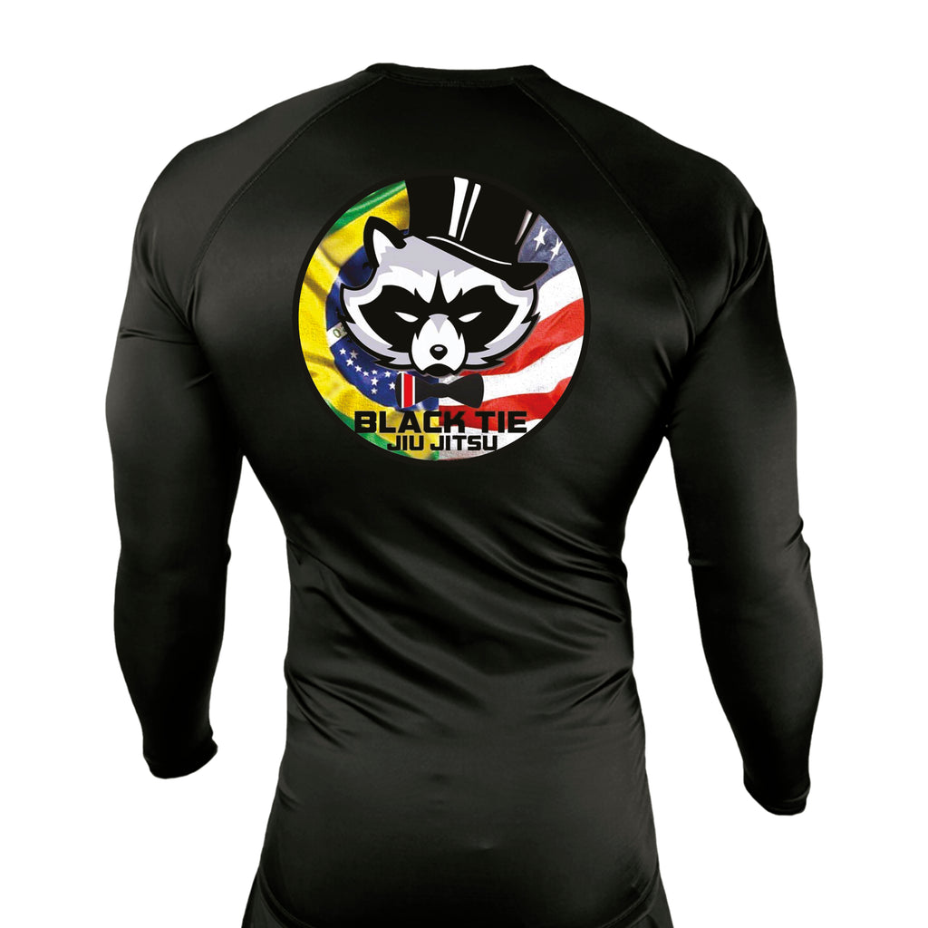 Black Tie BJJ All black Custom Rash Guards Long Sleeves #8048 A