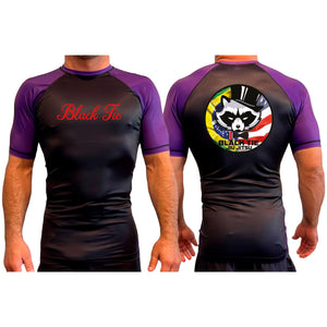 Black Tie BJJ All black Ranked Short Sleeve Rash Guards #8048 A