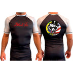 Black Tie BJJ All black Ranked Short Sleeve Rash Guards #8048 A
