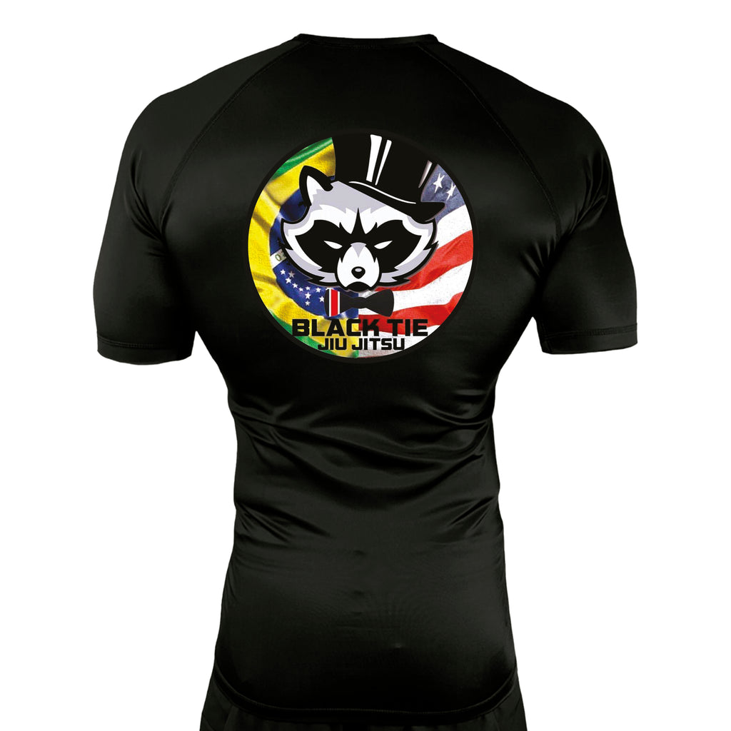 Black Tie BJJ All black Custom Rash Guards Short Sleeves #8048 A