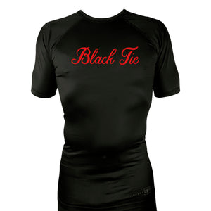 Black Tie BJJ All black Custom Rash Guards Short Sleeves #8048 A