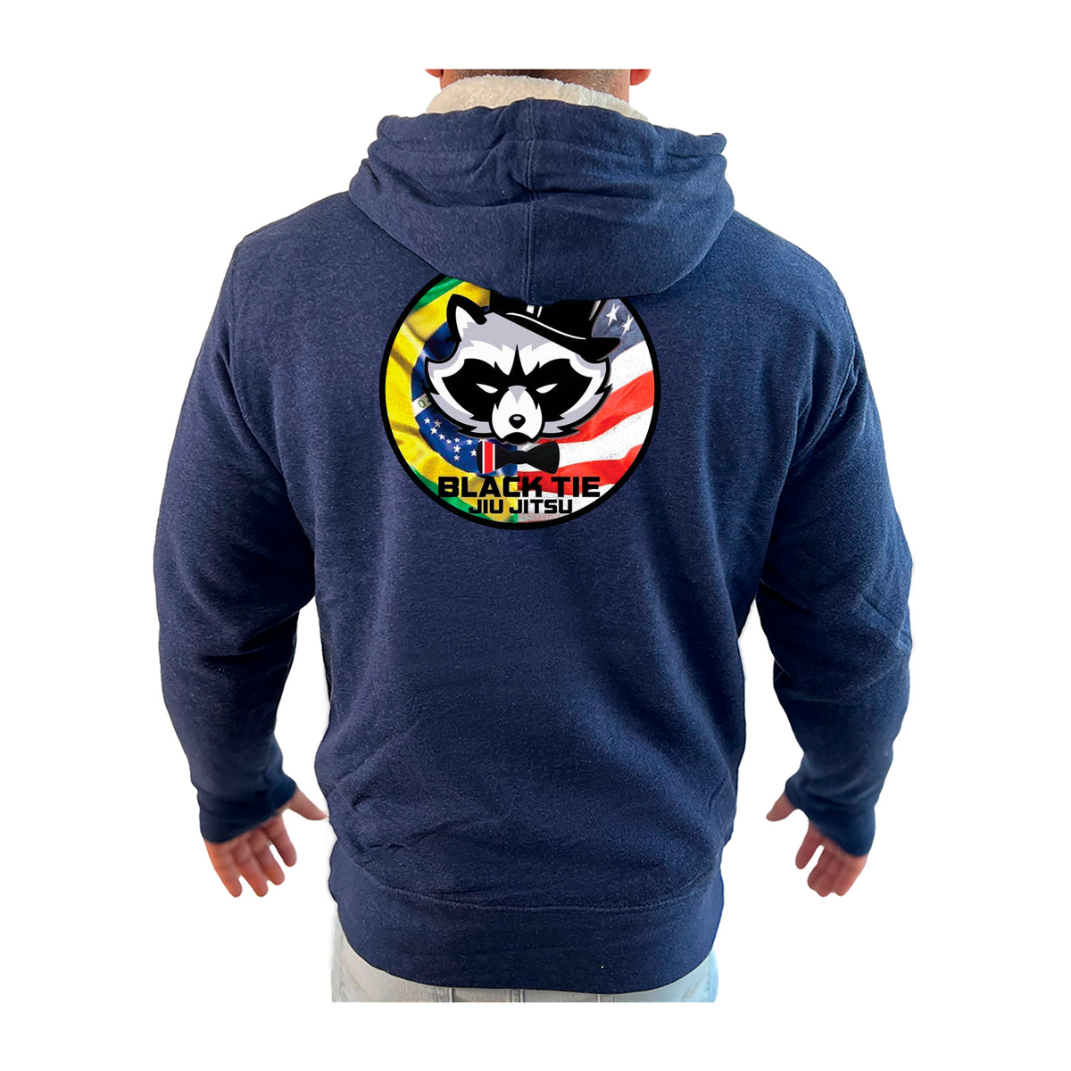 Black Tie BJJ Academy Sherpa Lined Zip-Up Hoodie #8048 C